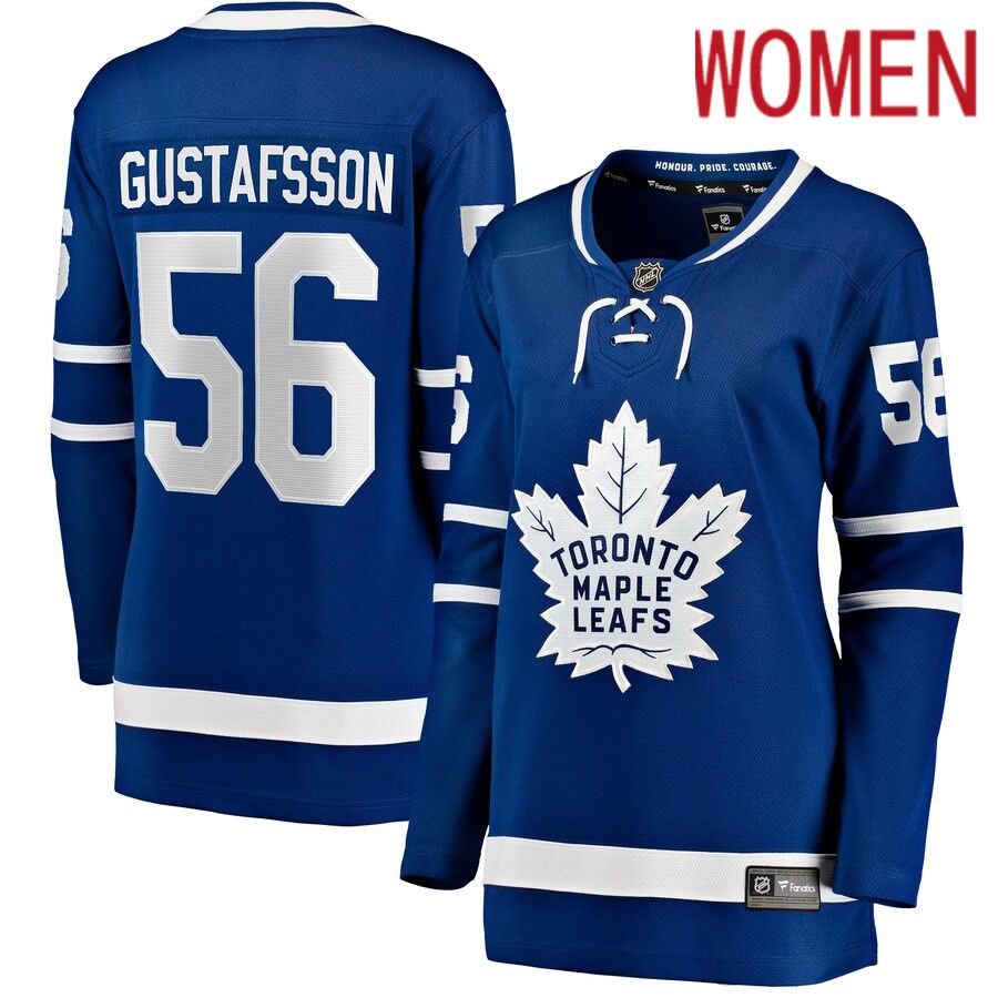 Women Toronto Maple Leafs #56 Erik Gustafsson Fanatics Branded Blue Home Breakaway NHL Jersey